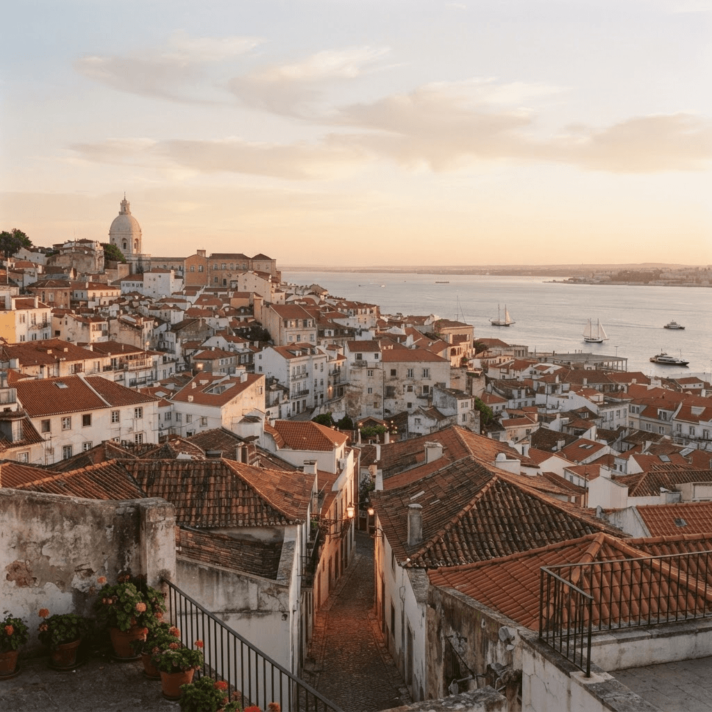 Sunlit coast in Portugal
